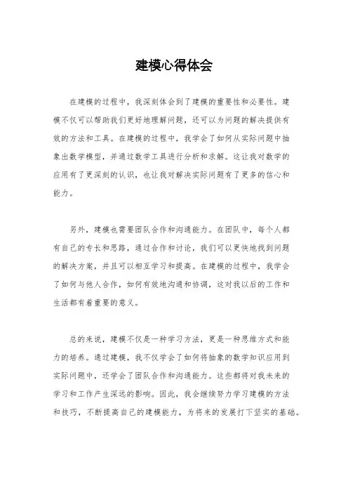 建模心得体会