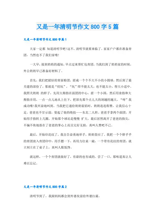 又是一年清明节作文800字5篇
