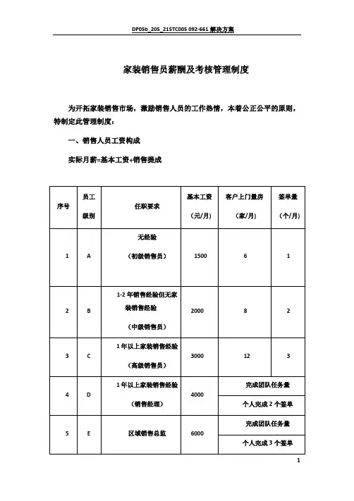 销售人员薪酬及考核管理制度(定稿)