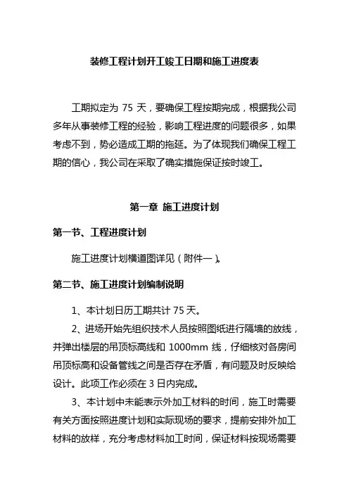 装修工程计划开工竣工日期和施工进度表