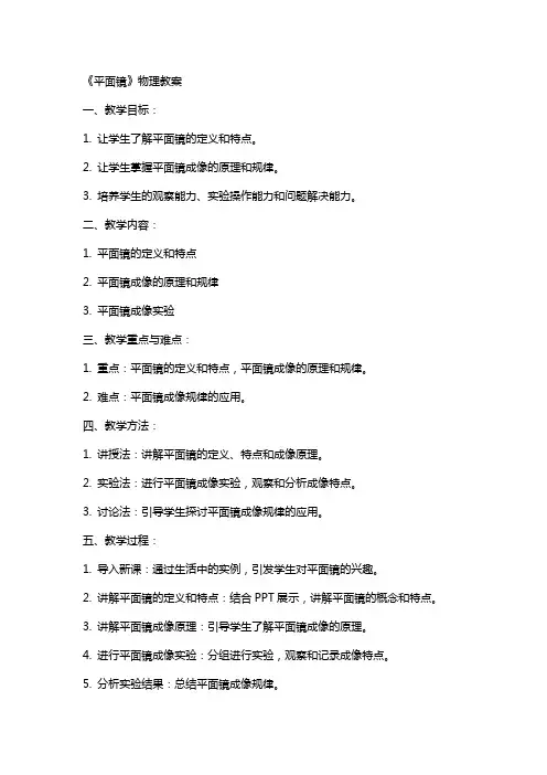 《平面镜》物理教案