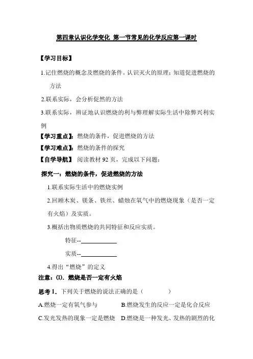 常见的化学反应教案1
