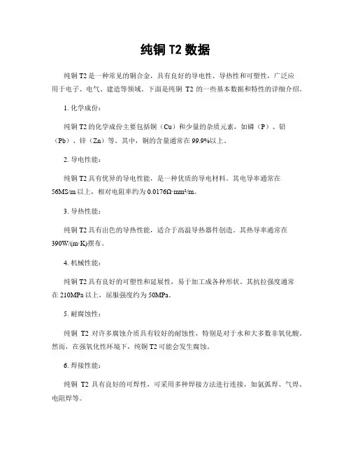 纯铜T2数据
