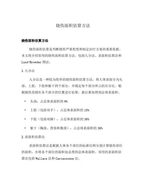 烧伤面积估算方法