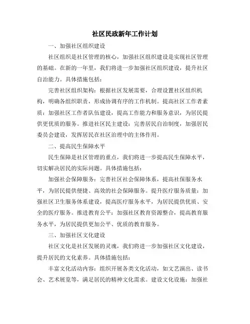 社区民政新年工作计划