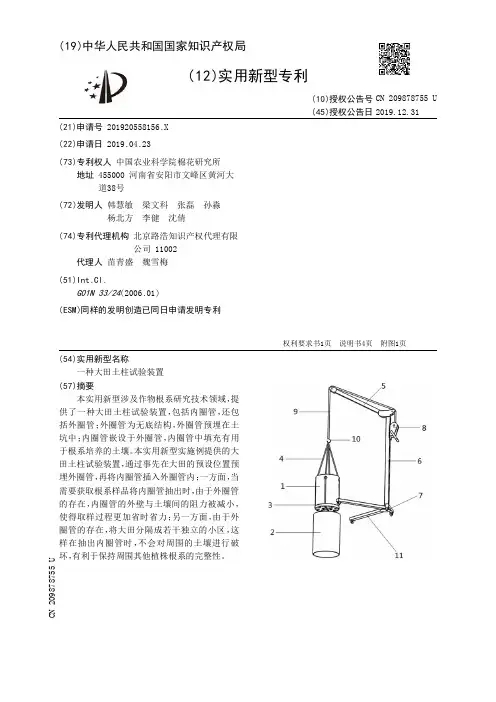 【CN209878755U】一种大田土柱试验装置【专利】