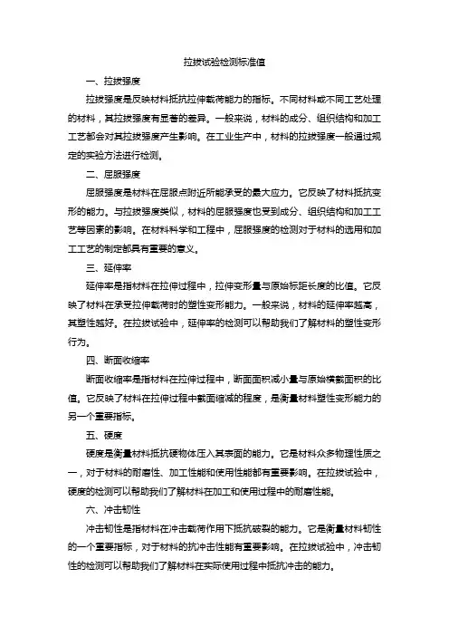 拉拔试验检测标准值