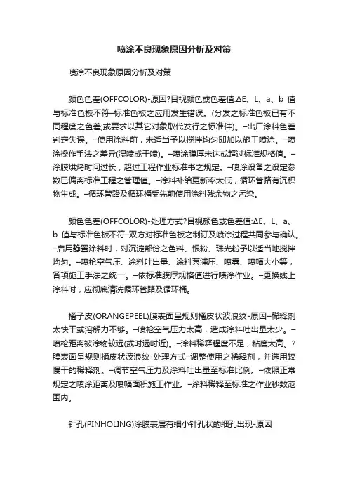 喷涂不良现象原因分析及对策