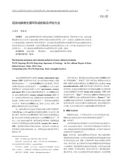 冠状动脉侧支循环形成机制及评估方法
