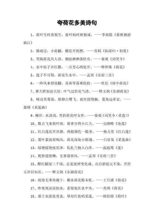 夸荷花多美诗句