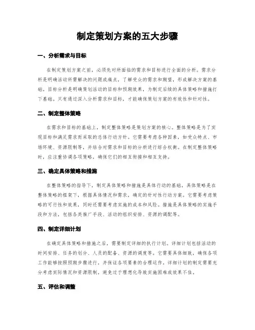 制定策划方案的五大步骤