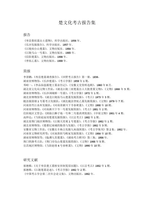 楚文化考古报告集