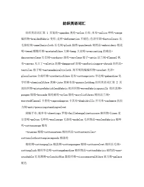 纺织英语词汇