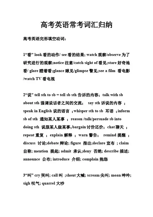 高考英语常考词汇归纳(经典)