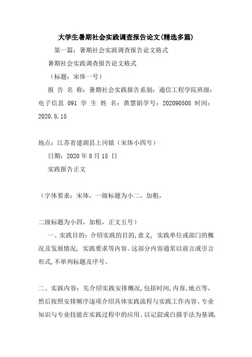 大学生暑期社会实践调查报告论文(精选多篇).doc