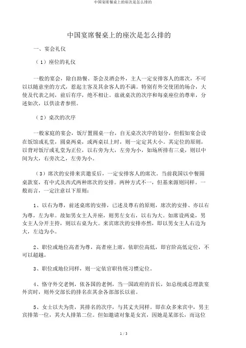 中国宴席餐桌上的座次是怎么排的