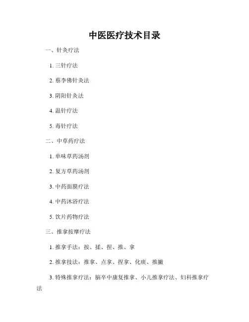 中医医疗技术目录