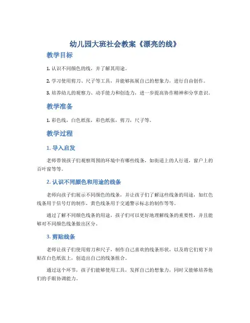 幼儿园大班社会教案《漂亮的线》