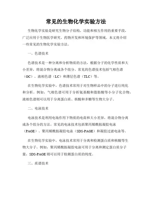常见的生物化学实验方法