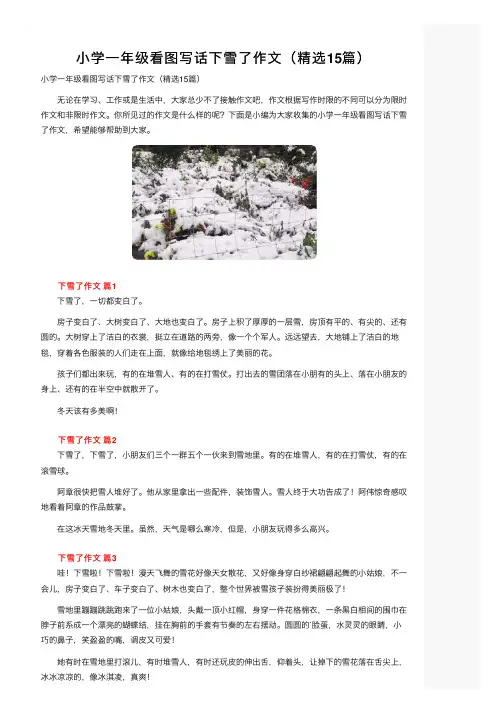 小学一年级看图写话下雪了作文（精选15篇）