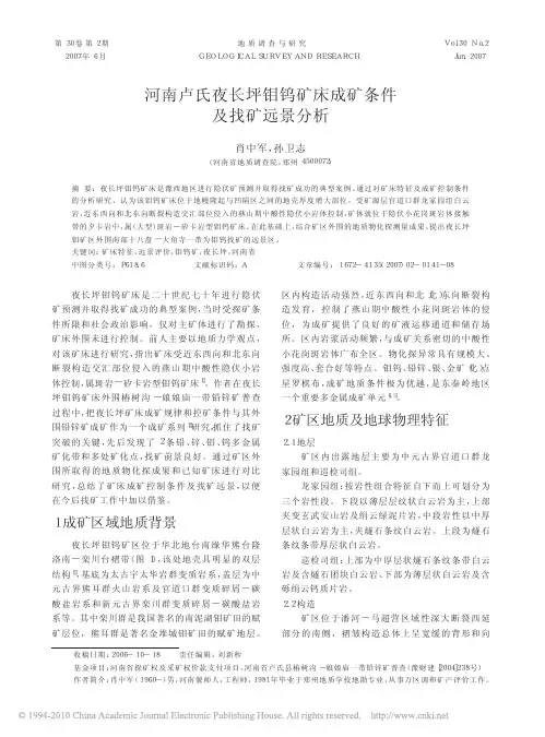 河南卢氏夜长坪钼钨矿床成矿条件及找矿远景分析_肖中军