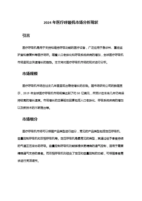 2024年医疗呼吸机市场分析现状