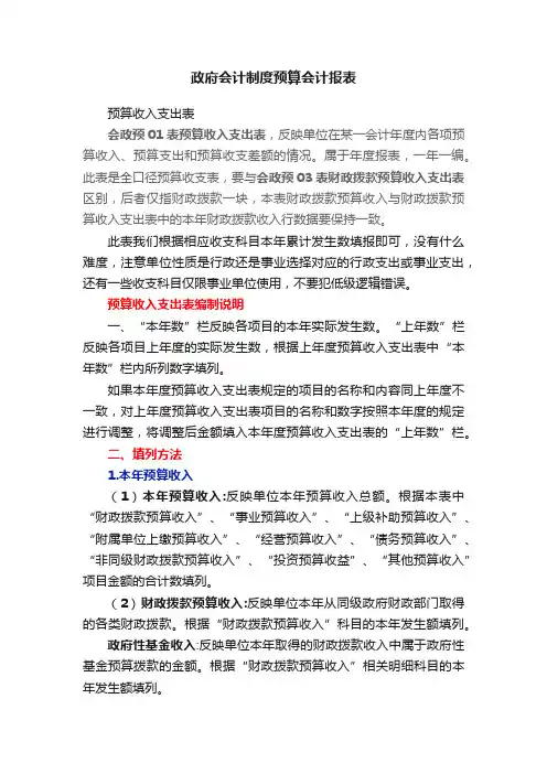 政府会计制度预算会计报表