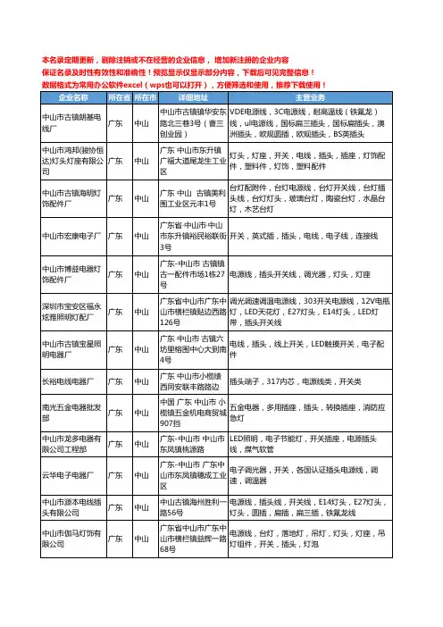 新版广东省中山开关插头工商企业公司商家名录名单联系方式大全121家