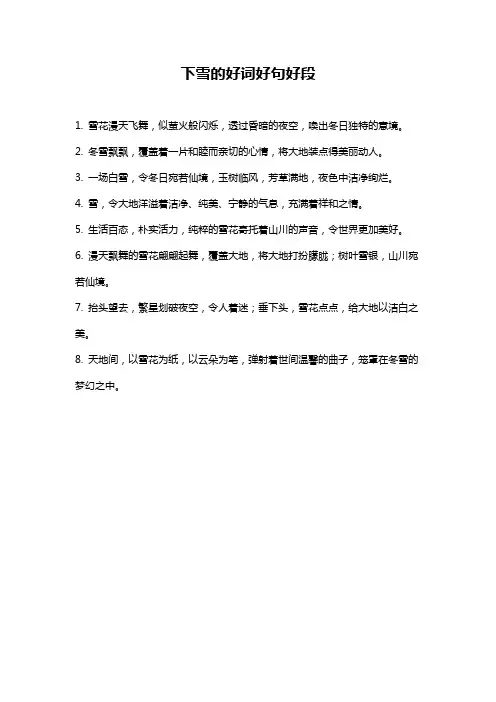 下雪的好词好句好段