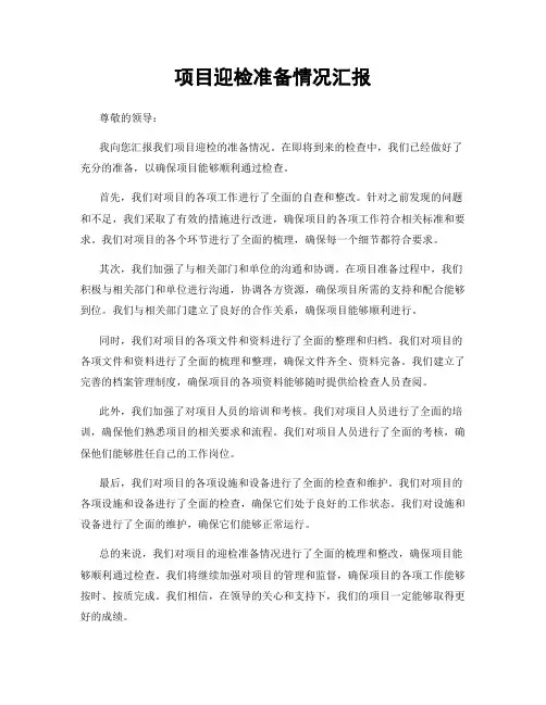 项目迎检准备情况汇报