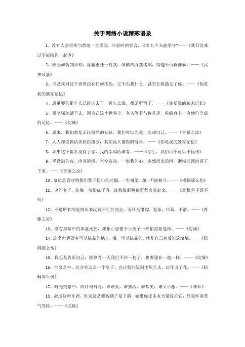关于网络小说精彩语录