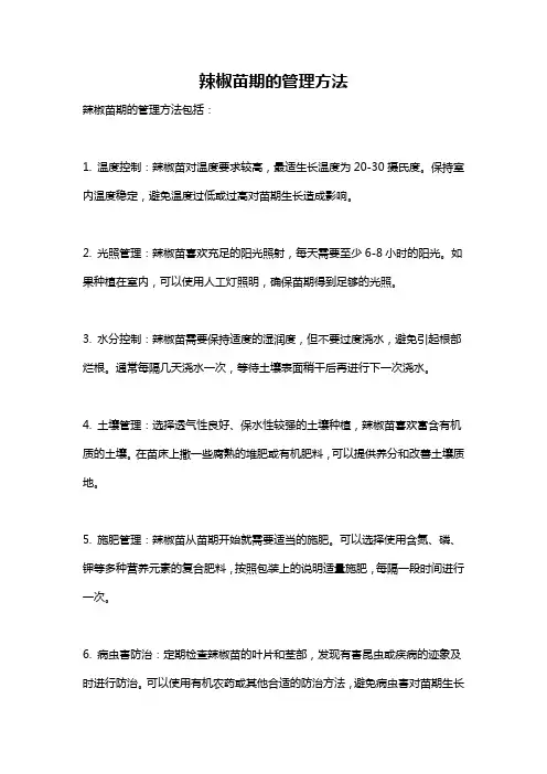 辣椒苗期的管理方法