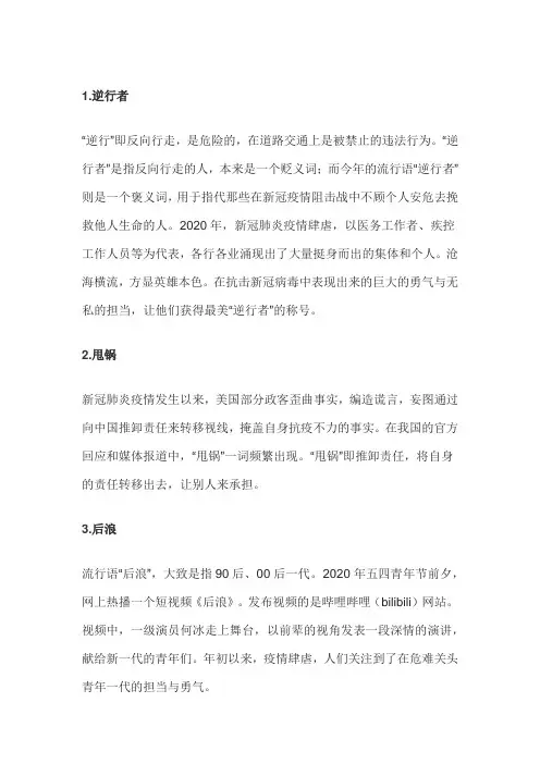 2020年度十大网络流行语