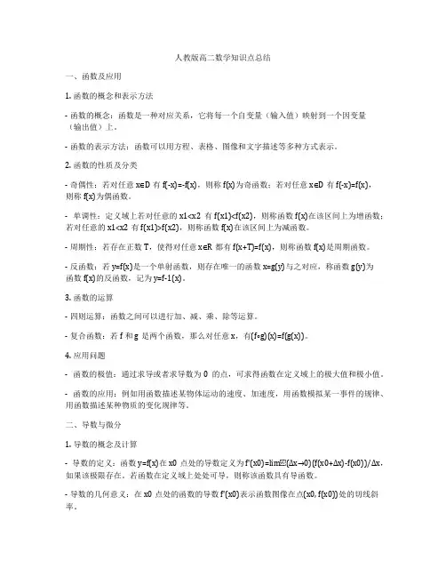 人教版高二数学知识点总结