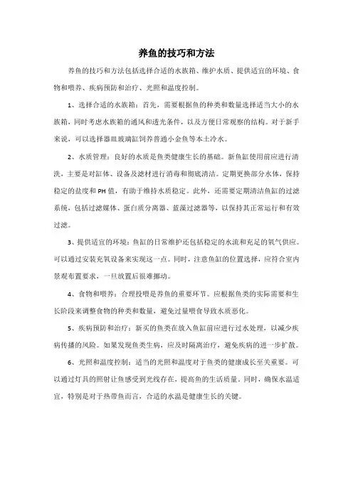 养鱼的技巧和方法