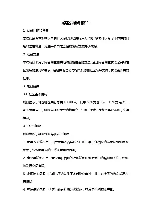 辖区调研报告