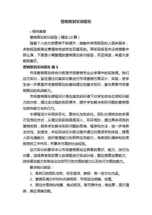 营销策划实训报告