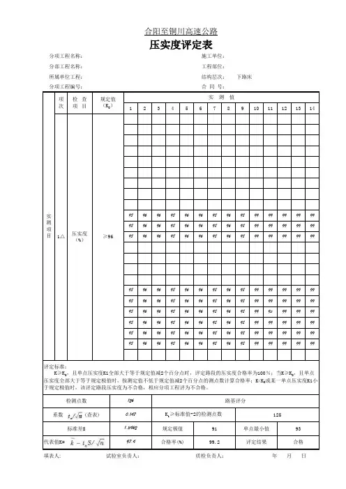 JTG F80-1-2017路基、路面压实度评定表