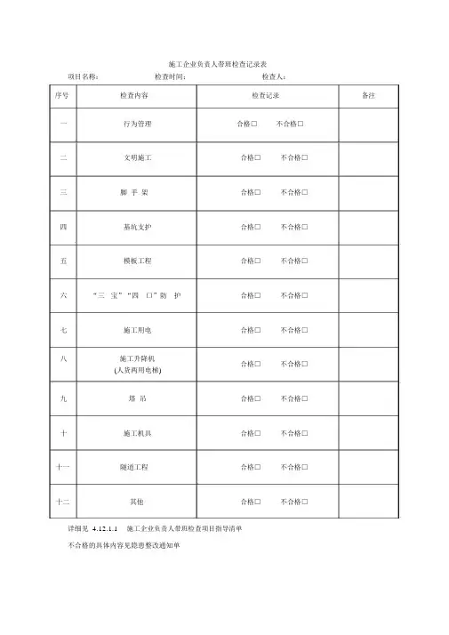 企业负责人带班检查记录表新表018