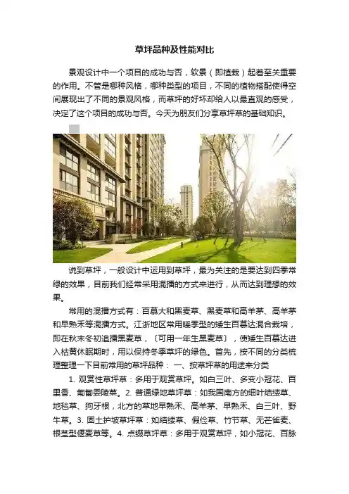 草坪品种及性能对比