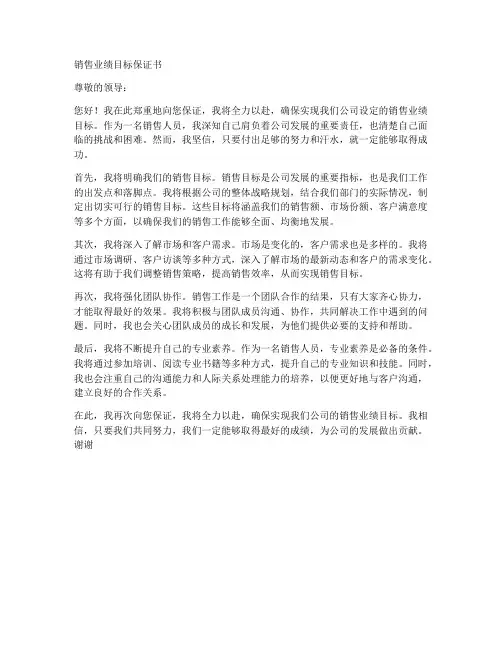 销售业绩目标保证书