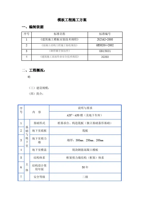 模板工程施工方案