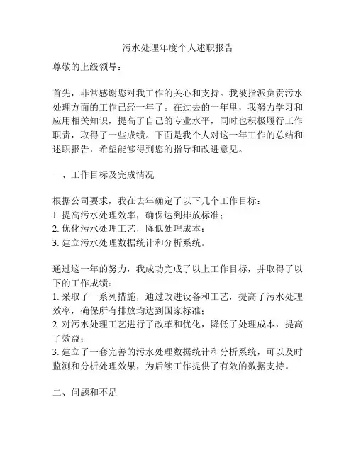 污水处理年度个人述职报告