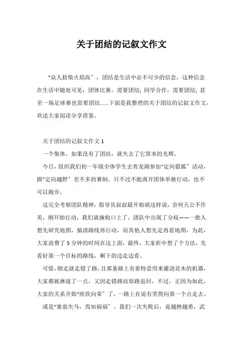 (记述文)关于团结的记叙文作文