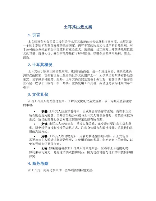 土耳其出差文案