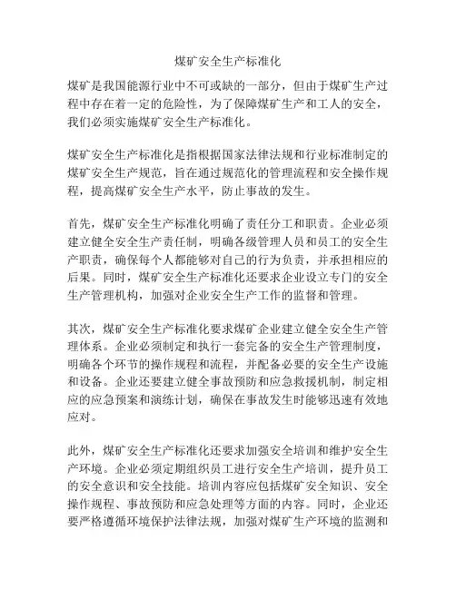 煤矿安全生产标准化