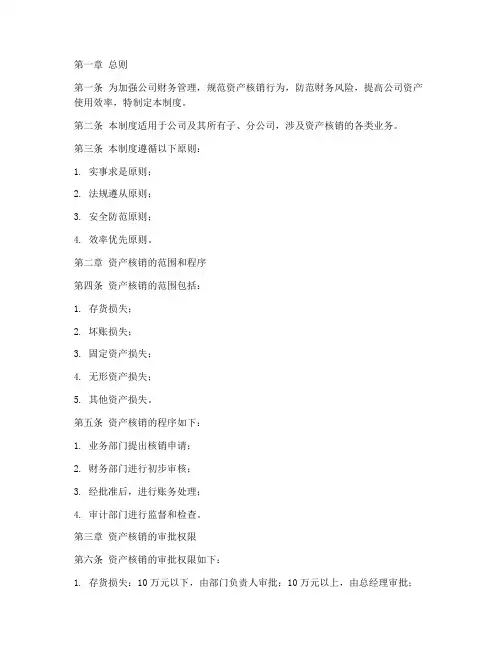 企业核销管理制度模板