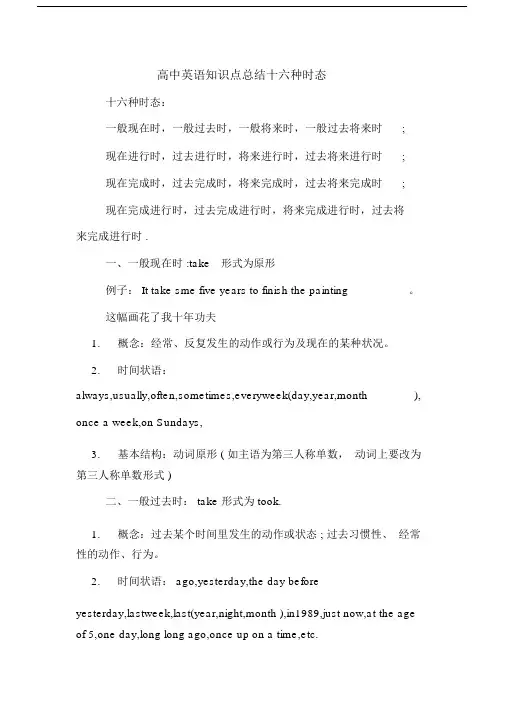 高中英语知识点总结十六种时态.doc