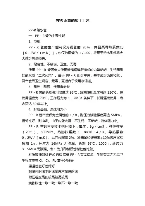 PPR水管的加工工艺