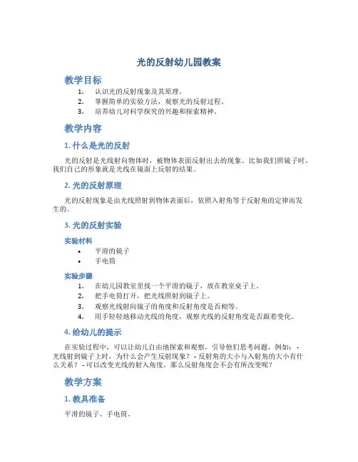 光的反射幼儿园教案